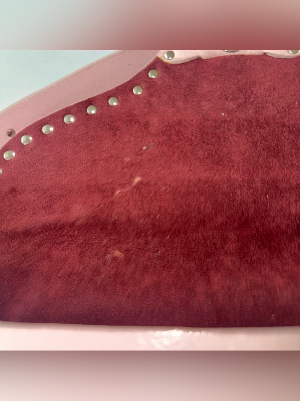 Celine Triomphe Poulbot Vintage Italy Designer Shoulder Bag Pink Studded - Picture 12 of 16
